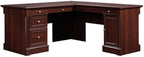 Pemberly Row 65" x 69" Contemporary Engineered Wood L-Shaped Desk with Storage, Drawers, Flip-Down Panel, Grommet Holes, for Home Office/Workspace, in Select Cherry Finish