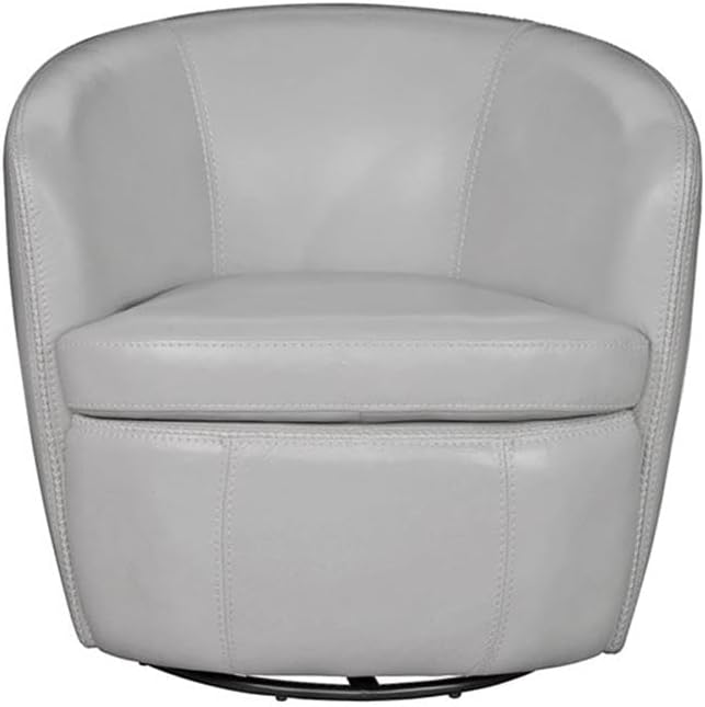 Pemberly Set of 2 Steamboat Ice All Italian Leather Swivel Club Chair