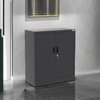 BESFUR Metal Storage Cabinet 36" H, Black Metal Cabinet with 2 Lockable Doors and 2 Adjustable Shelves, Garage Storage Cabinet for Home Office, Garage, School, Apartment, Warehouse