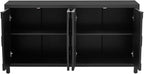 Sideboard Buffet Cabinet with Storage,Wood Modern Sideboard with Honeycomb Patterned Doors,Adjustable Shelves for Living Room Dining Room Kitchen (Black)