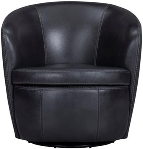 Pemberly Row Vintage Onyx Italian Leather Swivel Club Chair 2 Pack