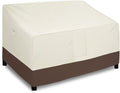 Easy-Going Waterproof Outdoor Sofa Cover, Heavy Duty 2 Seater Outdoor Loveseat, Windproof Patio Furniture with Air Vent (60Wx35Dx35H inch, Beige/Dark Brown)