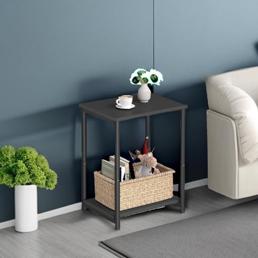 VASAGLE Side Table, Small End Table, Nightstand for Living Room, Bedroom, Office, Bathroom, Black ULET271B16