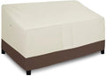 Easy-Going Waterproof Outdoor Couch Cover, Heavy Duty 3-Seater Patio Sofa Cover, Winchdproof Outdoor Furniture Cover with Air Vent (95Wx40Dx35H inch, Beige/Dark Brown)