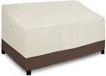 Easy-Going Waterproof Outdoor Couch Cover, Heavy Duty 3-Seater Patio Sofa Cover, Winchdproof Outdoor Furniture Cover with Air Vent (88Wx40Dx33H inch, Beige/Dark Brown)