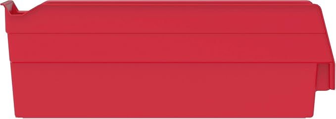 Akro-Mils 30110 Plastic Shelf Bins, Heavy Duty Storage Bins for Garage, Closet, and Drawer Organization, 12-Inch x 3-Inch x 4-Inch, Red, 24-Pack