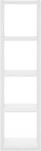 Furinno Cubicle Book Shelf, 4-Cube Vertical Thick Frame Bookshelf, Horizontally & Vertically Reversible Bookcase with Open Back, 14.6 x 15.9 x 58, for Living Room, Bedroom, Home Office, White