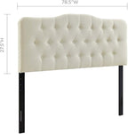 Hawthorne Collections Modern Fabric King Tufted Panel Headboard in Ivory