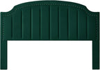 24KF Velvet Fabric Upholstered King/California King Headboard with Nail Trims, Modern Vertical Channel Design with Curved King Headboard, 6052-K-Jade