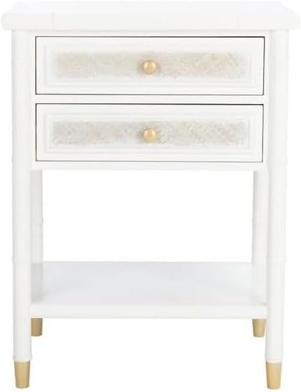 Safavieh Home Collection Ahab White/Gold 2-Drawer 1-Shelf Accent Table (Fully Assembled) ACC6606B