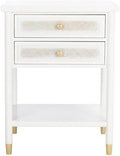 Safavieh Home Collection Ahab White/Gold 2-Drawer 1-Shelf Accent Table (Fully Assembled) ACC6606B