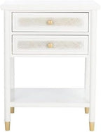 Safavieh Home Collection Ahab White/Gold 2-Drawer 1-Shelf Accent Table (Fully Assembled) ACC6606B