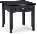 SIMPLIHOME Artisan SOLID WOOD 21 inch Wide Square Transitional End Side Table in Black for the Living Room and Bedroom