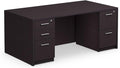 NBF at Work Double Pedestal Executive Office Desk - 72" W Durable Laminate Computer Desk with Two Drawers - Office Desk with Storage and File Cabinet - Brown Finish Work Desk for Home (Brown)