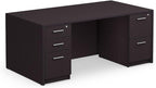 NBF at Work Double Pedestal Executive Office Desk - 72" W Durable Laminate Computer Desk with Two Drawers - Office Desk with Storage and File Cabinet - Brown Finish Work Desk for Home (Brown)