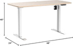 farexon Electric Standing Desk Adjustable Height, 48 x 24 inch Sit Stand Desk with Metal Hook, 4 Memory Heights, 27''-46'' Lifting Range Stand up Desk with Wheels(Oak Gray)