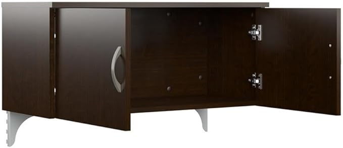 Bush Business Furniture Office in an Hour 65W L Shaped Cubicle Desk with Storage, Drawers, and Organizers in Mocha Cherry | Modern Computer Table Set with Privacy Panels for Commercial Workspace