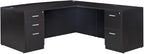 nbf signature series Modern Reversible L Shape Office Desk with Drawers - Ergonomic Computer Desk with Filing Cabinet Drawers - Ideal Executive Furniture - 71" W, Warm Ash Laminate