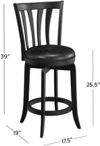 Hillsdale Savana Wood Kitchen Counter Height Stool, 29.5" High, Black