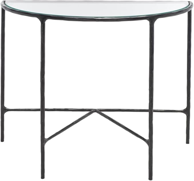 SAFAVIEH Couture Collection Jessa Black Forged Metal Half Moon Semi Circle Console Table (Fully Assembled)