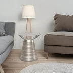SIMPLIHOME Sheridan Industrial 18 Inch Wide Metal Accent Side Table in Antique Silver, Fully Assembled, For the Living Room and Bedroom