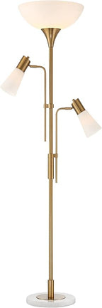 Possini Euro Design Pharos Modern Tree Torchiere Floor Lamp with Side Lights 71" Tall Warm Gold Metal Frosted Glass Shade Decor for Living Room Reading House Bedroom Home Office House