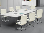 CLATINA Office Computer Desk Chair Executive Mid Back Ergonomic Managerial Chair with Lumbar Support Comfortable Adjustable PU Leather Home Office Chair Swivel, White 8PK