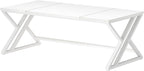 LVB White Long Computer Desk, Modern Large Wood Metal Office Desk, Farmhouse Pc Study Work Writing Desk for Two Person, Rustic Double Workstation Executive Desk for Home Bedroom Living Room, 70 Inch