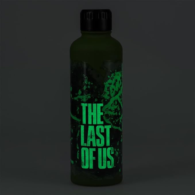 Paladone The Last of Us Official Licensed Movie Icon Glow in the Dark Water Bottle, Gamer Decor and Gift, Neon Green Desk Accessory for All Ages, Drinkware for Gaming Fans