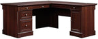 BOWERY HILL Classic Style L-Shaped Office Computer Desk in Cherry with File Drawer, CPU Tower,
