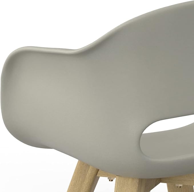 SIMPLIHOME Kona SOLID ACACIA WOOD 24 inch Wide Contemporary Outdoor Dining Chair in Plastic ( Set of 2 ) in Taupe for the Dining Room