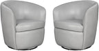 Pemberly Set of 2 Steamboat Ice All Italian Leather Swivel Club Chair