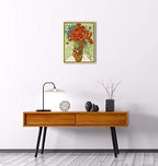 Wieco Art Framed Wall Art Canvas Prints of Red Poppies and Daisies Canvas Prints Wall Art of Van Gogh Paintings Reproduction Abstract Artwork for Wall Decor Golden Frame