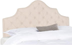 Safavieh Arebelle Taupe Linen Upholstered Tufted Headboard - Silver Nailhead (Queen)