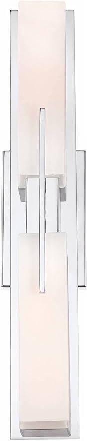 Possini Euro Design Midtown Modern Wall Lights Set of 2 Chrome Silver Metal Hardwired 4 1/2" Fixture White Glass Rectangular Shade for Bedroom Bathroom Vanity Living Room Home Hallway Dining House