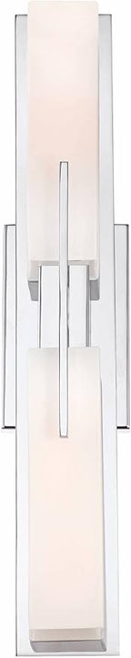 Possini Euro Design Midtown Modern Wall Lights Set of 2 Chrome Silver Metal Hardwired 4 1/2" Fixture White Glass Rectangular Shade for Bedroom Bathroom Vanity Living Room Home Hallway Dining House