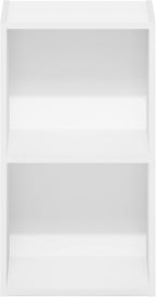 Furinno PASIR Book Shelf, 2-Tier Modern Bookshelf, Open Shelves Bookcase 9 x 12 x 21, for Living Room, Bedroom, Home Office, White
