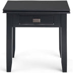SIMPLIHOME Artisan SOLID WOOD 21 inch Wide Square Transitional End Side Table in Black for the Living Room and Bedroom