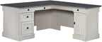 BOWERY HILL Engineered Wood L-Shaped Desk in Glacier Oak/Rosso Slate Accents