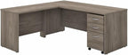 Pemberly Row 72W L Shaped Desk with Drawers in Modern Hickory - Engineered Wood