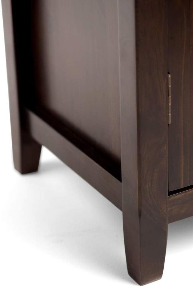 SIMPLIHOME Burlington SOLID WOOD 40 inch Wide Transitional Medium Storage Cabinet in Mahogany Brown, with 2 Tempered Glass Doors that open to 4 Adjustable Shelves