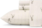 Eddie Bauer - King Sheets, Cotton Flannel Bedding Set, Brushed For Extra Softness, Cozy Home Decor (Deer Lodge, King)