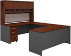 UrbanPro 72" W U-Shaped Desk with Hutch and Storage in Hansen Cherry