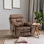 Oversized Power Lift Recliner Chair for Elderly - Extra Wide Big Man Recliner with Heat & Massage - Hidden Cup Holder - Single Motor 350 lbs Capacity