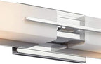 Possini Euro Design Midtown Mid Century Modern Wall Mount Light Chrome Silver Metal 23 1/2" Wide 2-Light Vanity Fixture Rectangular White Glass Shades Decor for Bathroom Over Mirror House Home