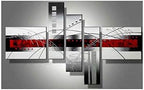 Wieco Art Stretched and Framed 100% Hand-Painted Modern Canvas Wall Art Decor Perfect White Lines Home Decoration Abstract Oil Paintings on Canvas 5pcs/Set