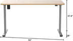 FLEXISPOT EN1 One-Piece Electric Standing Desk, 55 x 28 inch Stand Up Desk for Home Office (Silver Frame + 55" Natural Top, 2 Packages)