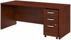 Pemberly Row Engineered Wood 72W Desk with Mobile File Cabinet in Hansen Cherry