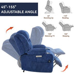 Power Lift Chair for Elderly, Electric Recliner Chair with 8-Point Vibration Massage and Lumbar Heating with Charging Ports, Cup Holders, Standing Assistance Reclining - Bright Blue