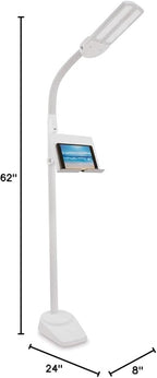 Ottlite Dual Shade LED Standing Floor Lamp with Adjustable Stand - Wide Range of Illumination with Built-in 2.1A USB Charging Port and Flexible Neck - 4 Brightness Settings for Reading & Studying